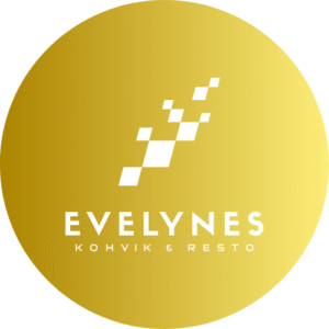 Evelynes Kohvik & Resto logo kuldsel taustal